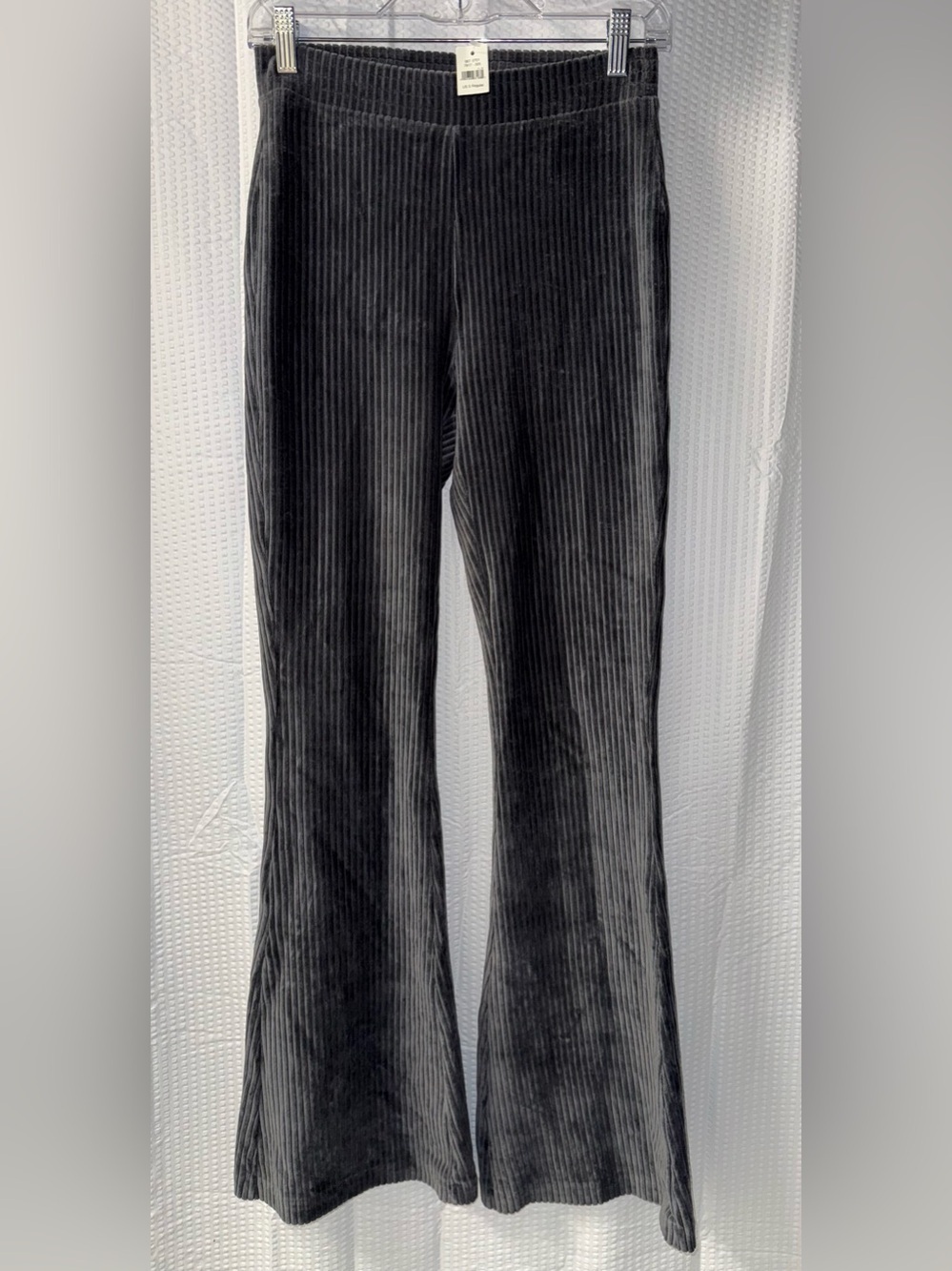 NWT Aerie Groove On Flared Pants Velvet Ribbed High Rise Gray Pants Size S